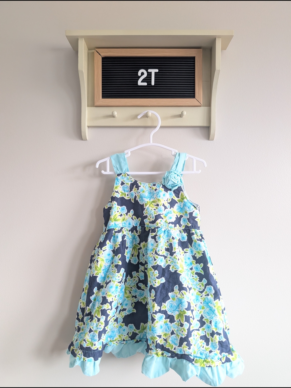 Penelope Mack Navy Floral Sundress with Aqua Accents